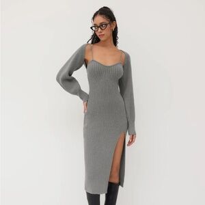 Cider Gray Long Sleeve Knit Dress
